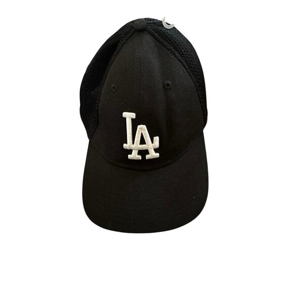 Los Angeles Dodgers Black New Era Fitted Cap Hat Large/xlarge Embroidered Grunge - Picture 1 of 9